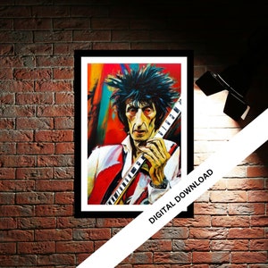 Pop Art Print, Ronnie Wood Rolling Stones Poster, Music Wall Art, Retro Pop Culture, Ronnie Wood Pop Poster