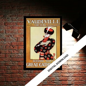 Vaudeville Vintage Theatre Poster Print | Musical Theatre Gift | Wall Art Print for Home Decor | Instant Printable Wall Art