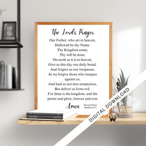The Lord&#39;s Prayer Wall Art | Matthew 6 sign | Our Father Prayer | Christian Wall Art | Bible Verse sign | 40cm x 50cm | religious decor