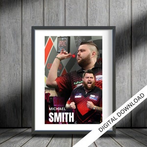 Darts, Sports poster, Dart Poster Prints, Michael Smith, man cave, Game Lounge Wall Art, Dartboard Art,
