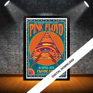 Affiche de musique rétro, affiches de musique vintage Pink Floyd, oeuvre d'art murale musicale des années 70, 80, 90, 00, poster de musique, 20 cm x 30 cm