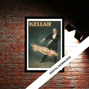 Kellar Vintage Theatre Poster Print | Musical Theatre Gift | Wall Art Print for Home Decor | Instant Printable Wall Art