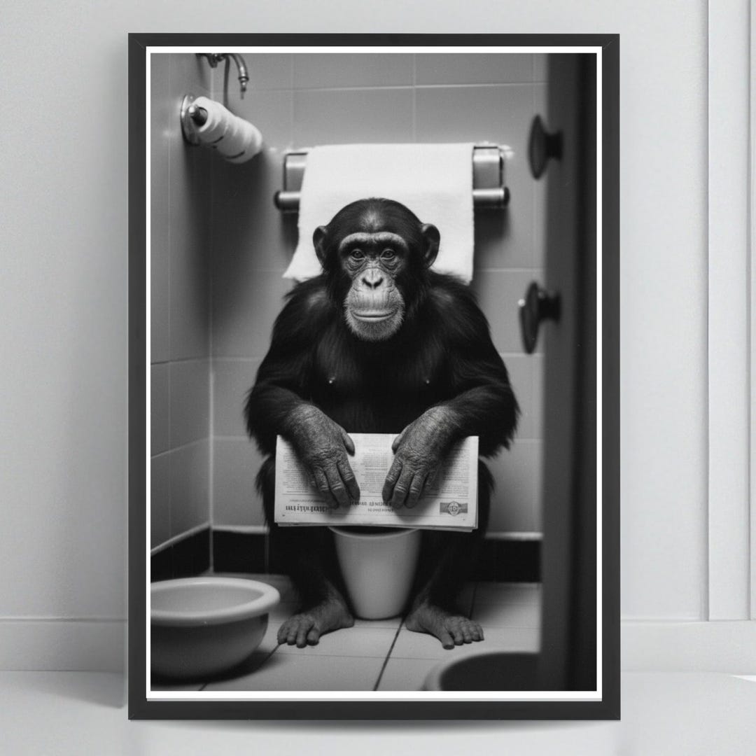 Funny Chimpanzee Bathroom Art – Toilet Humor Wall Print Poster - Etsy