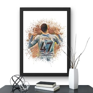 Manchester City Phil Foden Splatter Wall Art - Gift Ideas for Football Fans. Premier League Decor & Man City  Prints for Man Cave
