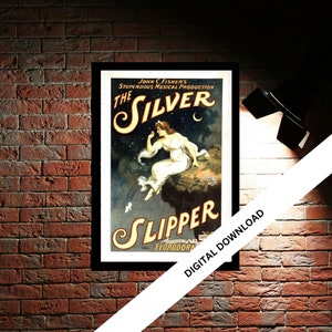 The Silver Slipper Vintage Theatre Poster Print | Musical Theatre Gift | Wall Art Print for Home Decor | Instant Printable Wall Art