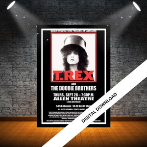 Retro music poster, T.Rex vintage music posters, music wall art from the, 70s 80s 90s 00s Music Poster, 20cm x 30cm
