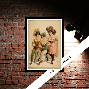 The 3 Ladies Vintage Theatre Poster Print | Musical Theatre Gift | Wall Art Print for Home Decor | Instant Printable Wall Art