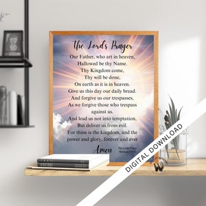 The Lord&#39;s Prayer Wall Art: Christian Home Decor (Digital Download)