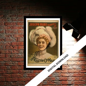 Clever Carrie DeMar Vintage Theatre Poster Print | Musical Theatre Gift | Wall Art Print for Home Decor | Instant Printable Wall Art