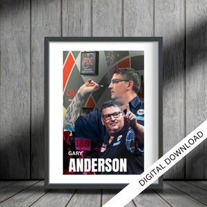 Darts, Sports poster, Dart Poster Prints, Gary Anderson, man cave, Game Lounge Wall Art, Dartboard Art,