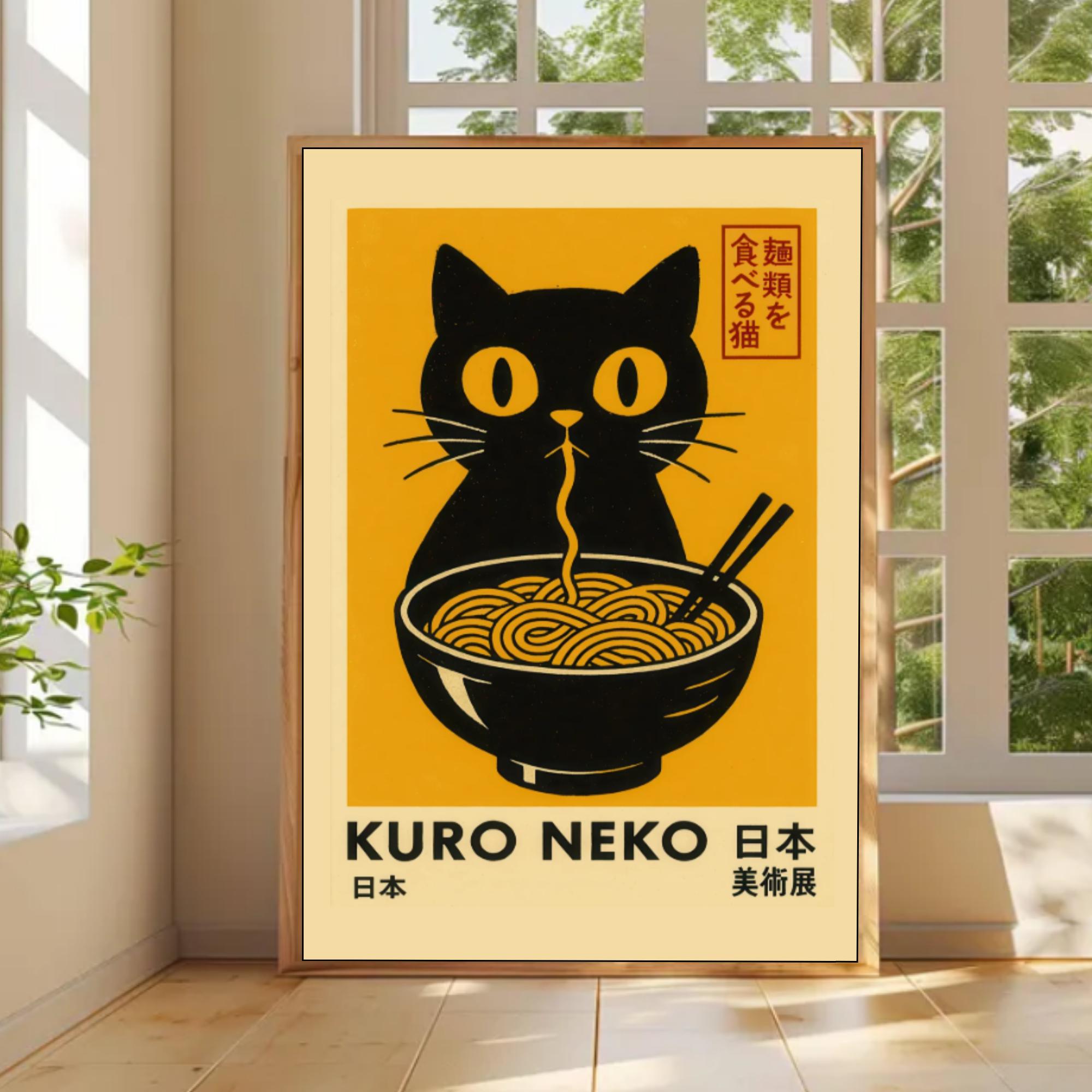 Black Cat Ramen Wall Art – Japanese Poster Print - Poster Prints -art ...