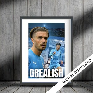 Jack Grealish Manchester City Football Poster | Premier League Champions League | Man City FC | Football Art Print | Football Fan Gift