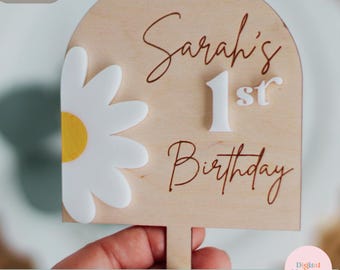 Daisy Flower Caketopper Svg, First Birthday Caketopper, Cake Decor, Laser Cut File, Digital Download