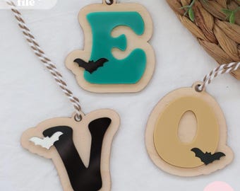 Svg Halloween Retro Letters, Halloween Letter Tags Svg, Laser Cut File, Halloween Alphabet Svg, Halloween Svg, Bat Letter Tags Svg