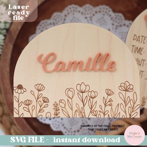 Wildflower Name Sign Svg, Baby, Announcement, Newborn, Digital File
