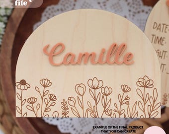 Wildflower Name Sign Svg, Baby, Announcement, Newborn, Digital Download