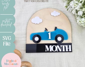 Car Monthly Milestones Svg, Monthly Milestones, Laser File, Digital File, Nursery Sign