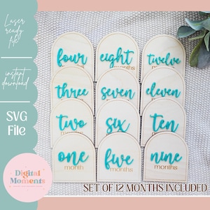 Arco de hitos mensuales Svg, hitos mensuales Svg, utilería para fotos de bebés Svg, hitos Svg, bebé Svg, letrero para bebé Svg