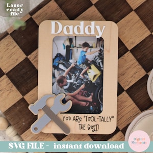 SVG Father's Day Fridge Magent Gift for Dad, Laser file, Svg Dad, Picture Frame, Handyman, Tools