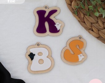 Halloween Ghost Letter Tags Svg, Halloween Letter Tags Svg, Halloween Retro Letter Tags Svg, Laser Cut File, Letter Tags Svg, Svg File