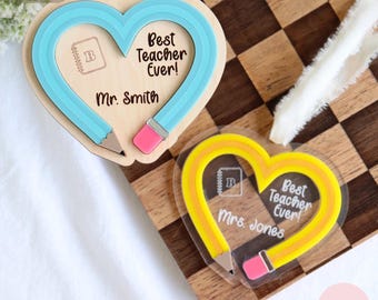 Heart Pencil Svg, Valentine's Day Tag, Teacher Basket, Gift, Appreciation, School, Digital File, Laser Cut File, Best Teacher