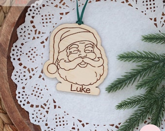 Adorno de Papá Noel personalizado en formato SVG, adorno de Papá Noel en formato SVG, adorno navideño en formato SVG, adorno personalizado en formato SVG, archivo cortado con láser, archivo SVG