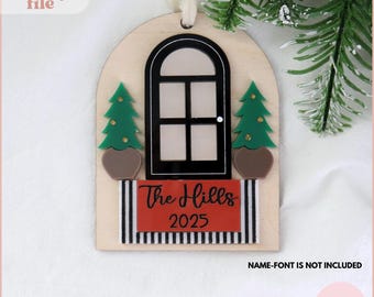 Custom Family Christmas Ornament Svg, Front Door, Christmas Svg, Laser Cut File, Digital Download