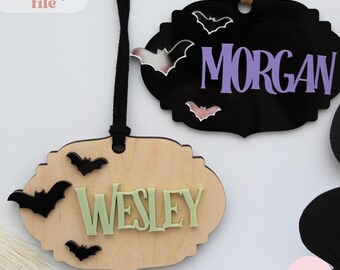 Etiqueta de nome de morcego SVG, etiqueta de presente SVG, etiqueta de cesta SVG, etiqueta de Halloween, SVG, morcego SVG, Halloween SVG, arquivo cortado a laser, arquivo SVG, outono SVG