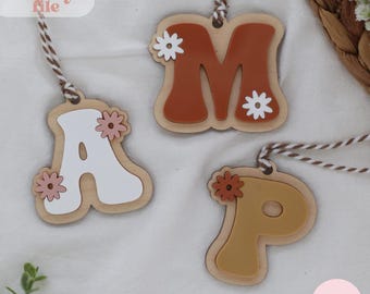 Letter Tag Svg, Flower Alphabet, Laser Cut File, Spring Letter Files, Spring, Digital Download