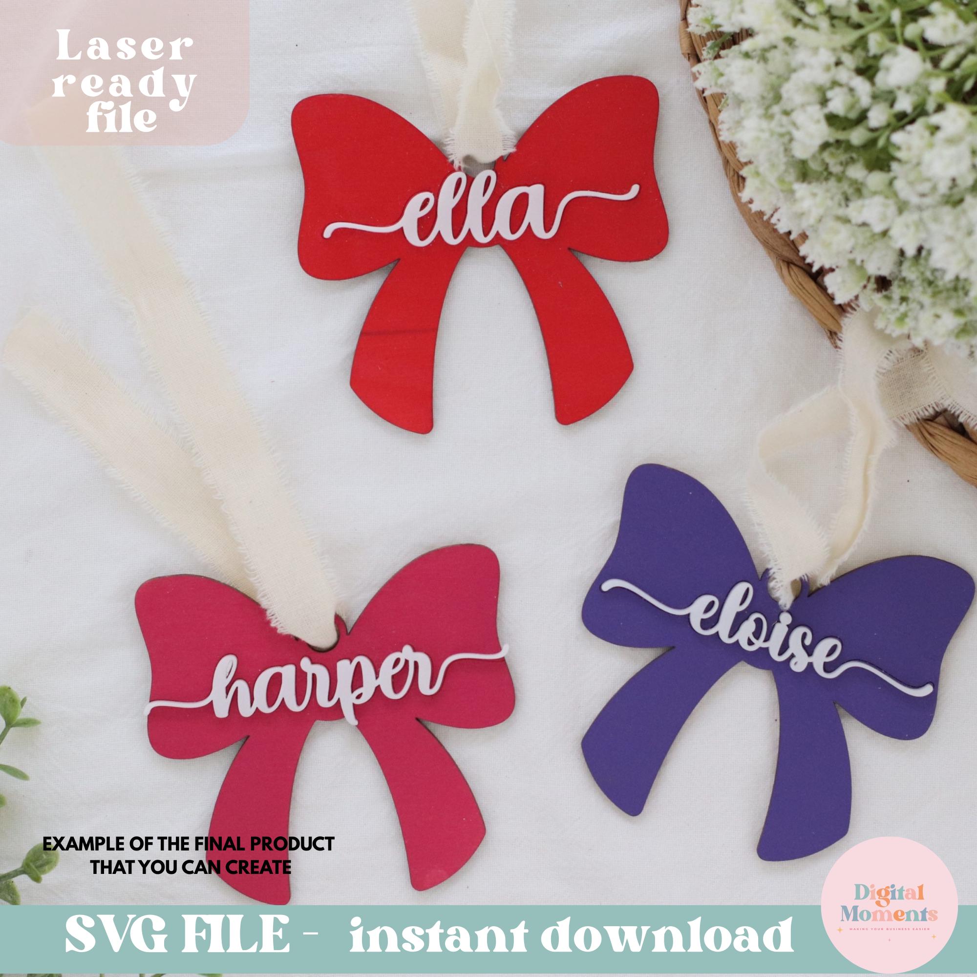 Bow Tag Svg, Bow Svg, Coquette Bow Svg, Gift Tag Svg, Valentine's Day Tag Svg, Laser File