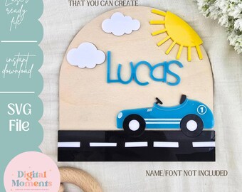 Car Name Sign Svg, Racing Car, Boy Sign, Digital File, Laser File, Nursery Sign