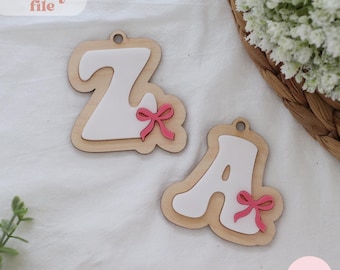 Coquette Retro Letter Tags Svg, Coquette Svg, Bow Svg, Bow Retro Letter Tags, Retro Letter Tags, Svg File, Letter Tags Svg
