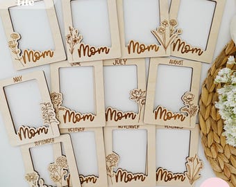 Mother's Day Frames Svg, Birth Flower Month Frames, Laser Cut File, Digital Download