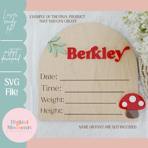 Pilz-Geburts-Statistiken-Schild-Signatur, Geburts-Statistiken-Signatur-Signatur, Baby-Zeichen-Svg,