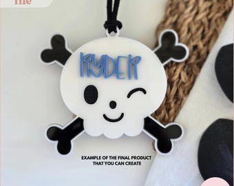 Cute Skull Tag Svg, Halloween Tag Svg, Gift Tag Svg, Basket Tag Svg, Laser Cut File, Svg File