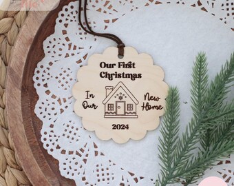 Our New Home Ornament Svg, First Christmas, Wooden Ornament, Laser Cut File, Digital Download