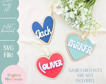 Heart Tags Svg, Valentine's Day, Gift, Laser Cut File, Digital Download