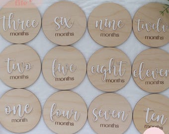 Baby Monthly Milestone Signs Svg, Cards, Firts Year Set, Photo Prop, Laser Cut File, Digital Download