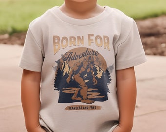 Toddler Tshirt - Born for Adventure - Kids Retro TShirt - Retro Vintage Natural Infant, Toddler Hiking Tee, Bigfoot Shirt