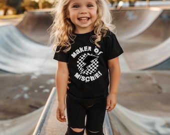 Maker of Mischief, Toddler TShirt, Vintage Toddler, kids rocker tee, Infant Graphic Tee, Retro Toddler Clothes, Retro T-Shirt, Bodysuit