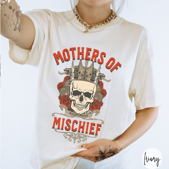 Mothers of Mischief Comfort Colors Tee: Trendy Mom Graphic Oversized Shirt