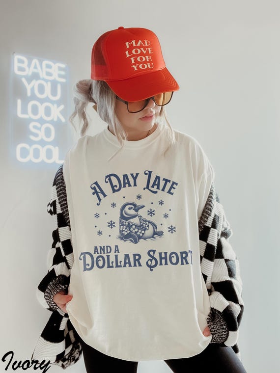 Comfort Colors T-Shirt: Retro Penguin Graphic Tee - A Day Late