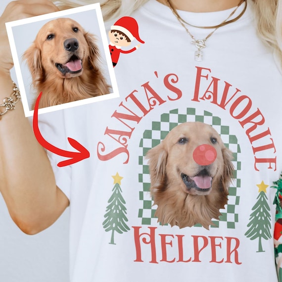 Personalized Photo Dog Christmas Shirt, Pet Custom Cat Sweatshirt, Christmas Gift For Pet Owners, Funny Dog Lovers Gift, Cute Dog Tee