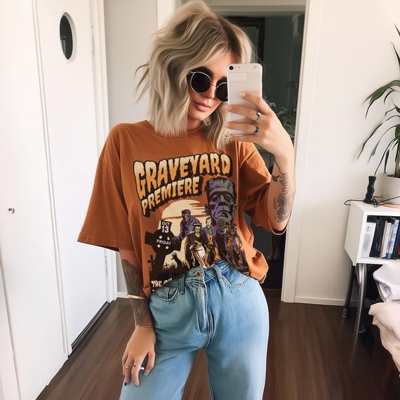 Graveyard Premiere Shirt – Retro Universal Monster Movie Tee | Vintage Horror Graveyard Design | Halloween Monster T-Shirt