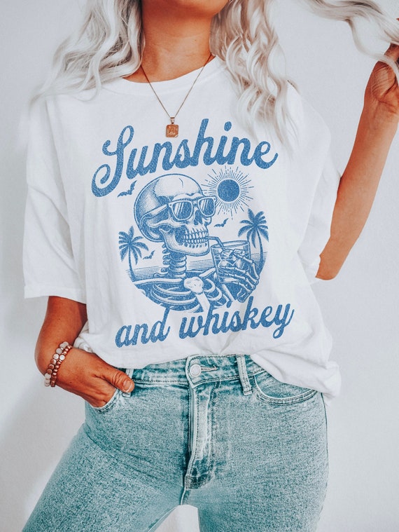 Sunshine Whiskey Skeleton T-Shirt: Bourbon Lover Gift