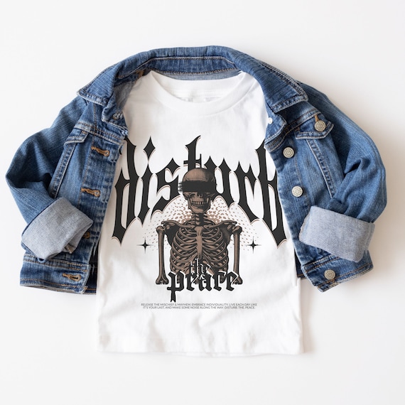 Disturb the Peace Toddler T-Shirt: Punk Rock Skeleton Tee