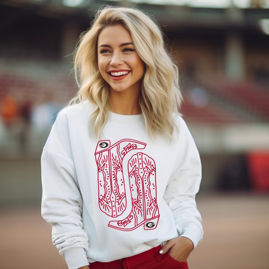 Cowboy Boot UGA Sweatshirt University of Georgia Football Hoodie Trendy Pullover GA Gameday 