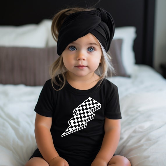 Toddler T-Shirt: Retro Checkered Lightning Bolt, Kids Rocker Tee