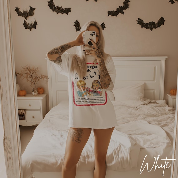 Don't Forget to Check Your Candy Halloween Tee, trendy aesthetic vintage inspired Halloween shirt, mom Halloween tee, Spooky retro 2025
