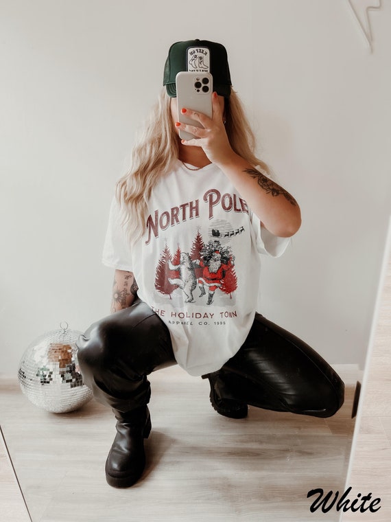 North Pole TShirt, Vintage Distressed Christmas T-shirt, Family Holiday Shirt, Christmas Outfit, Christmas Party Tee, Christmas Gift
